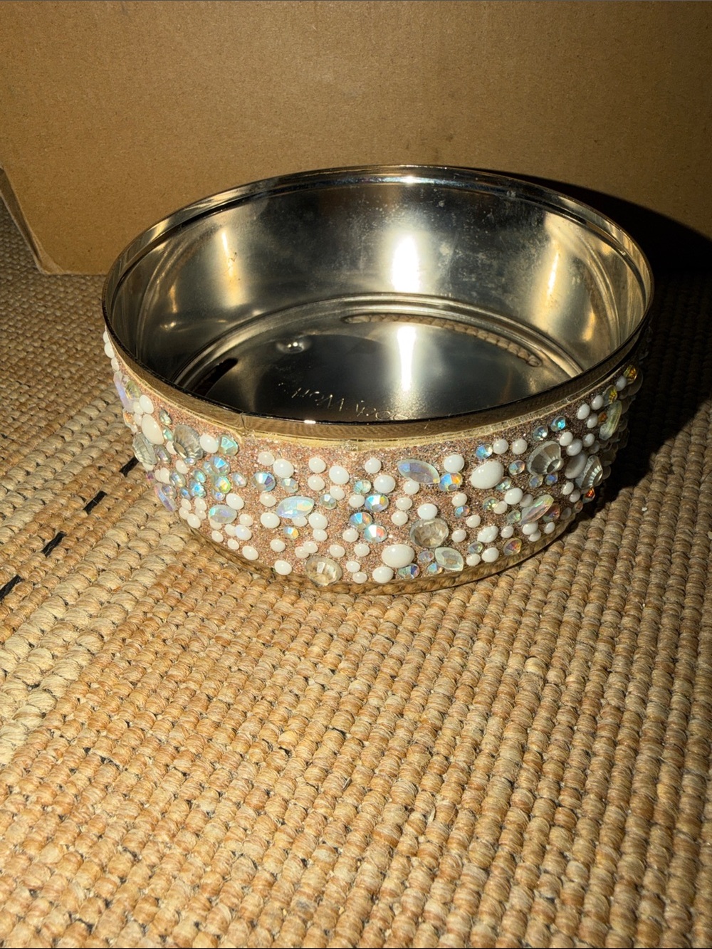 NWOT BATH & BODY WORKS Embellished White Beaded Decorative Candle holder